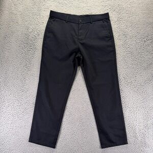 Plaid&Plain Pant‎ Mens 36x28 Blue Polyester Dress Straight Slim Business Stretch